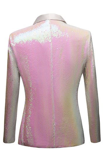 Hvide pailletter En knap Blazer til mænd